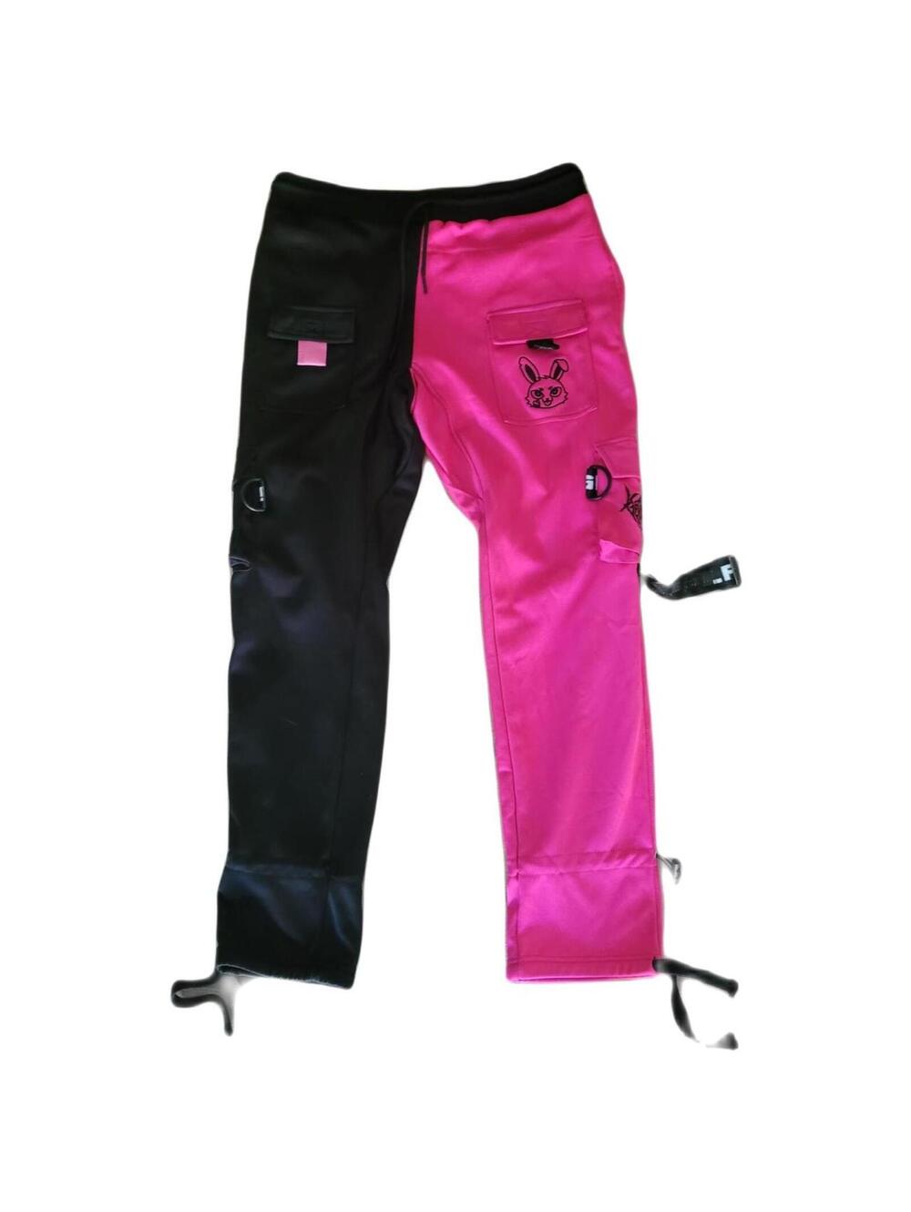 🐰 Get Lost Perv! Pink & black split cargo pants. ⛓️